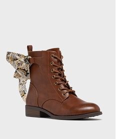 boots a lacets et zip avec foulard a nouer femme marron standardH261201_2