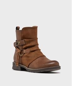 boots zippees a tige plissee femme marron standardH261301_2