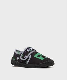 chaussons en velours avec motif jeu video garcon - minecraft noirH264901_2
