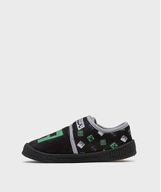 chaussons en velours avec motif jeu video garcon - minecraft noirH264901_3