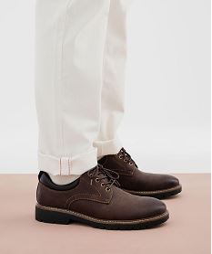 GEMO Derbies casual à semelle crantée homme marron fonce