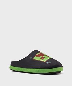 chaussons mules en velours doux imprimes garcon - minecraft vert standardH270601_2