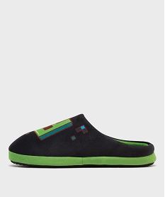 chaussons mules en velours doux imprimes garcon - minecraft vert standardH270601_3