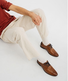 GEMO Derbies bicolores à détails texturés homme Brun