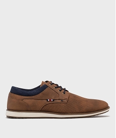 GEMO Derbies texturées à détail jean semelle sport homme Brun