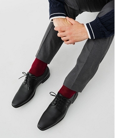 GEMO Derbies grainées à bout carré homme noir standard