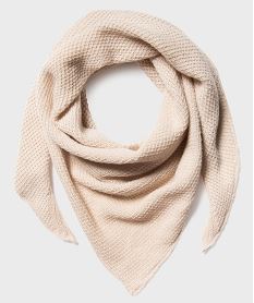 GEMO Echarpe en maille fantaisie forme triangle femme Beige