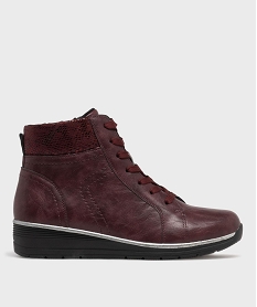 GEMO Boots confort avec talon compensé et doublure chaude femme Rouge