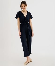 GEMO Combinaison pantalon avec haut cache-coeur femme Bleu