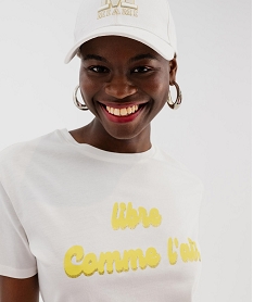tee-shirt manches courtes imprime paillete femme blanc standard t-shirts manches courtesH299601_2