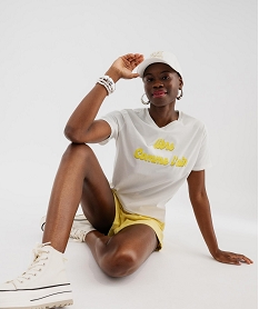 tee-shirt manches courtes imprime paillete femme blanc standard t-shirts manches courtesH299601_4