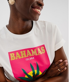 tee-shirt manches courtes imprime colore femme blanc standard t-shirts manches courtesH299701_2