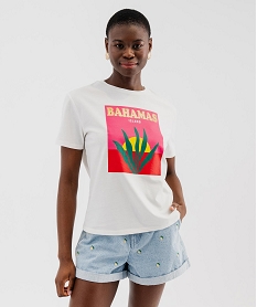 tee-shirt manches courtes imprime colore femme blanc standard t-shirts manches courtesH299701_4