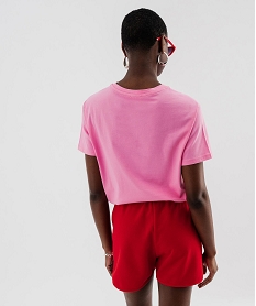 tee-shirt manches courtes imprime paillete femme rose standard t-shirts manches courtesH299801_3