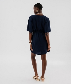 robe courte coupe ample avec liens sur les cotes femme bleuH299901_3