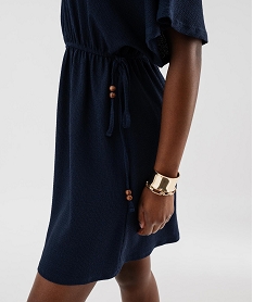 robe courte coupe ample avec liens sur les cotes femme bleuH299901_4