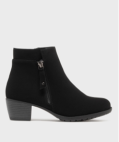 GEMO Boots fourrées à talon cubain et zip femme noir standard