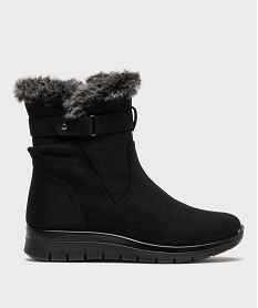 GEMO Boots fourrées en suédine à fermeture zippée femme noir standard