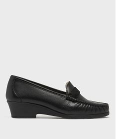 GEMO Mocassins confort dessus cuir femme noir standard
