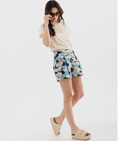 short fluide en viscose avec liens a la taille femme multicolore shortsH314201_4
