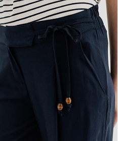 pantalon fluide en viscose avec liens a la taille femme bleu pantalonsH314401_2