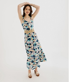 GEMO Robe fluide en viscose avec volant dans le bas femme Multicolore