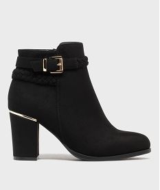 GEMO Boots en suédine à talon haut et fermeture zippée femme noir standard