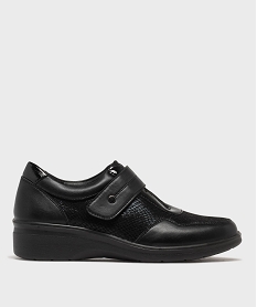 GEMO Chaussures confort fermeture à scratch femme noir standard
