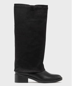 GEMO Bottes cavalières 2-en-1 avec guêtres en suédine amovibles femme noir standard
