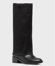 bottes cavalieres 2-en-1 avec guetres en suedine amovibles femme noir standardH328701_2