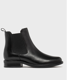 GEMO Chelsea boots en cuir lisse uni femme - Tanéo noir standard