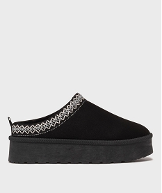 GEMO Sabots fourrés sur semelle plateforme femme - 5 Miles noir standard