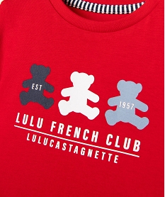 tee-shirt manches courtes avec logos et inscriptions bebe - lulucastagnette rouge standardH332301_2