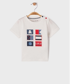 tee-shirt manches courtes avec drapeaux bebe - lulucastagnette blancH332401_4