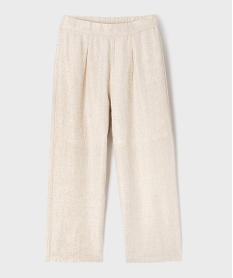 GEMO Pantalon large élégant en lin et viscose pailleté fille blanc chine