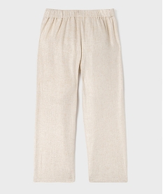 pantalon large elegant en lin et viscose paillete fille blanc chine pantalonsH333201_3