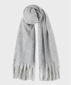 GEMO Écharpe moelleuse et douillette à franges femme Gris