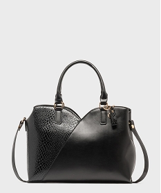 GEMO Sac à main bi-matières avec bandoulière amovible femme noir standard