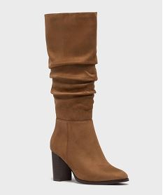 bottes en suedine avec tige drapee femme - follow me orangeH340701_2