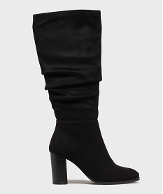 GEMO Bottes en suédine avec tige drapée femme - Follow Me noir standard