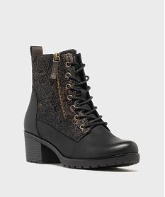 bottines a talon a doublure chaude zip et lacets femme noir standardH346901_2