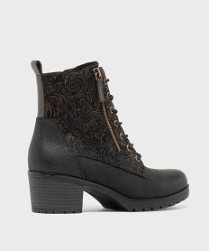 bottines a talon a doublure chaude zip et lacets femme noir standardH346901_4