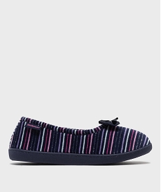 GEMO Chaussons enveloppants en velours à rayures femme - Isotoner Bleu