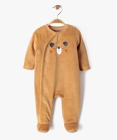 pyjama dors-bien en velours fermeture devant bebe marron standardH585601_2