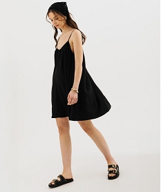 GEMO Robe ample à fines bretelles femme noir standard
