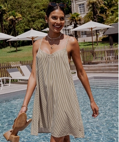 GEMO Robe ample rayée à fines bretelles femme Imprimé