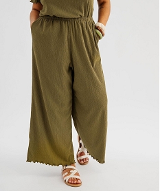 GEMO Pantalon ample à ceinture élastique femme grande taille vert standard