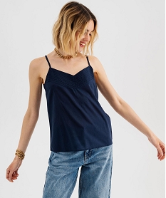 GEMO Débardeur à fines bretelles en coton femme Bleu