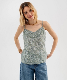GEMO Débardeur à fines bretelles à motifs fleuris femme Vert