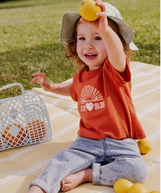 GEMO Tee-shirt manches courtes avec inscription pailletée bébé fille Orange